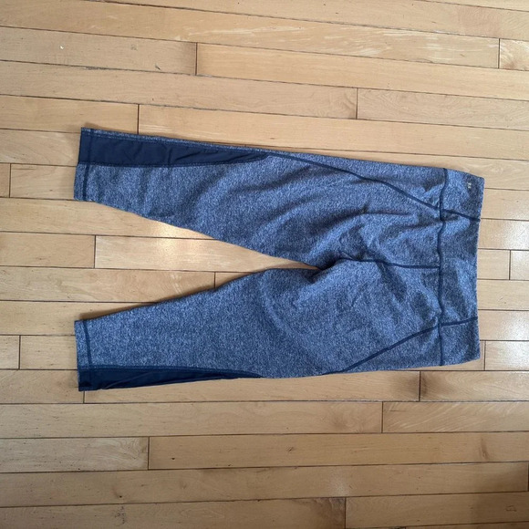 NORDSTROM Zella Grey/Blue Heathered Crop Leggings Tights with Mesh Panel -medium - Picture 5 of 6